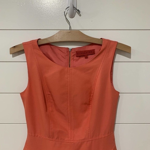 Sinclaire 10 | Dress Coral Pleated Skirt Sleeveless Round Neck Fit Flare- Size 2 - Picture 2 of 7